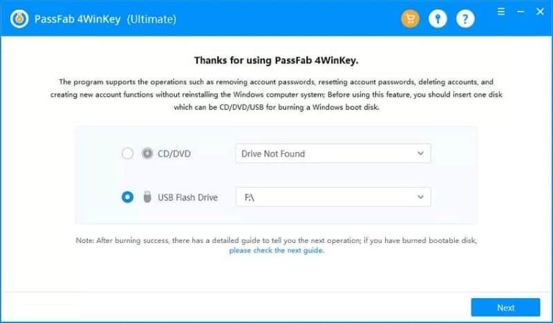 PassFab 4WinKey - Windows 10 password reset tool