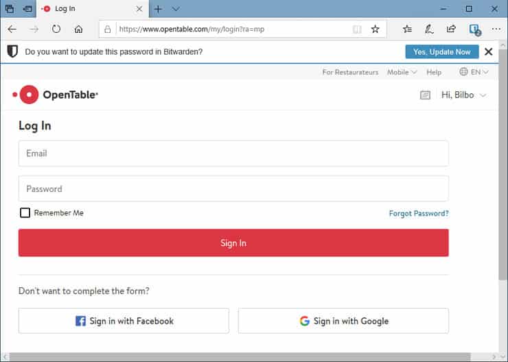 Bitwarden Review  - Update Password