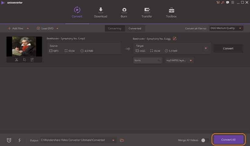 Convert All using Uniconverter