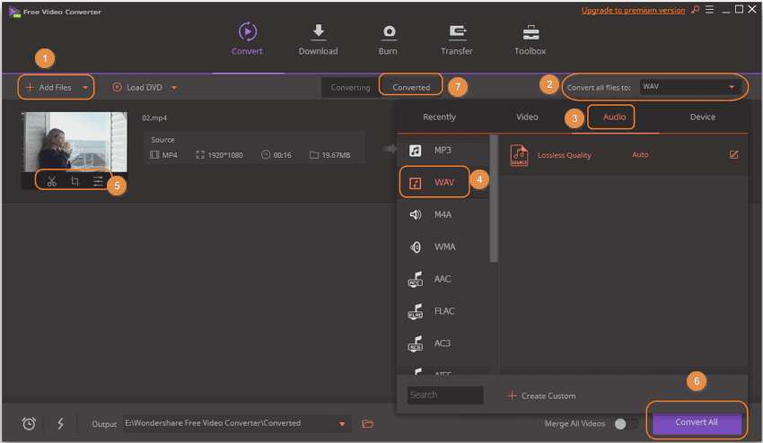 convert mp4 to wav with Free Video Converter
