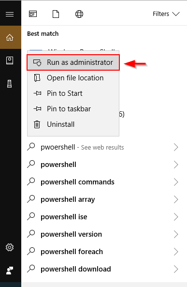 Run PowerShell as Administrator