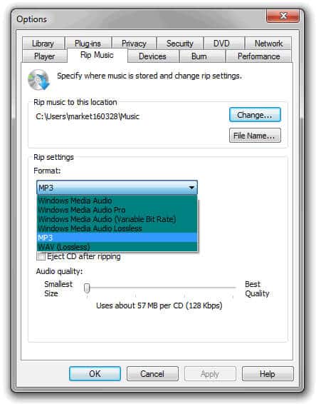 rip cd to mp3 using windows media player