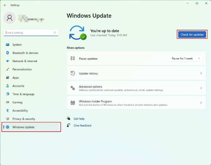 Check for updates windows 11