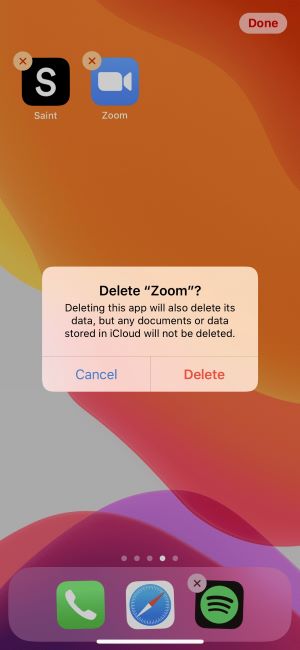 Delete Zoom on iPhone