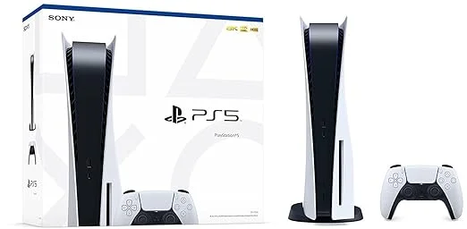 PlayStation 5 console with DualSense controller showing Astro Playroom