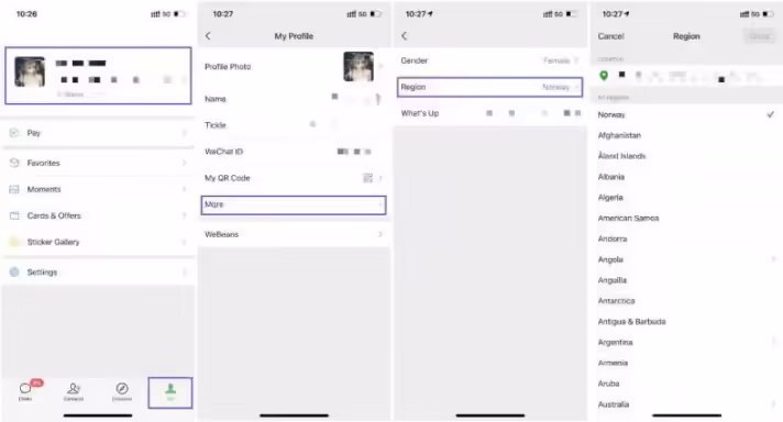 Change Profile Region In Wechat