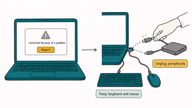 Reading a Mac kernel panic report while unplugging external drives and a USB hub