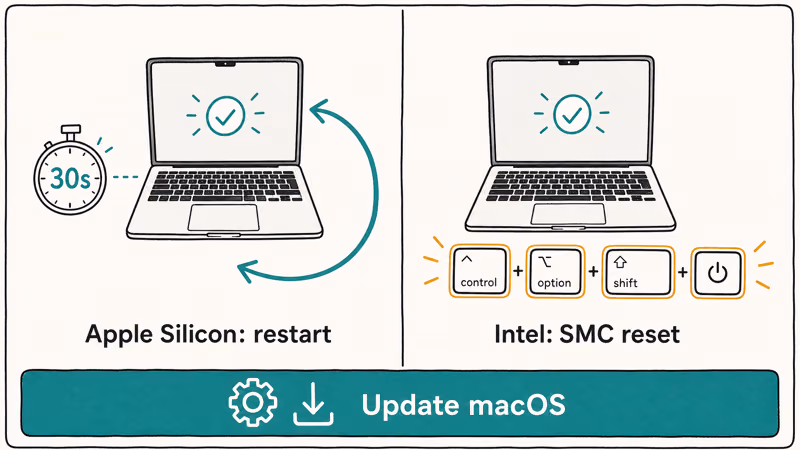 Apple Silicon restart beside Intel SMC reset key combination for power management
