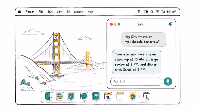 Redesigned Siri panel on a Mac powered by a Gemini model with a chat conversation