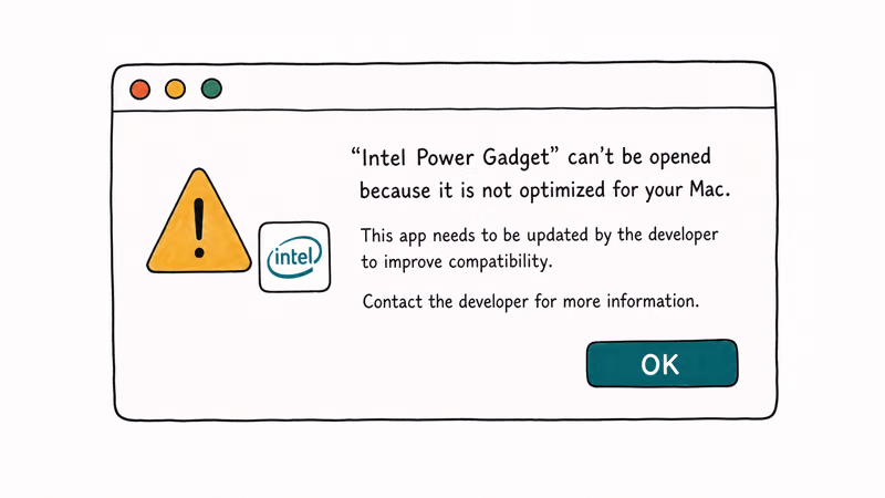 macOS Tahoe warning dialog shown when opening an Intel app before Rosetta ends