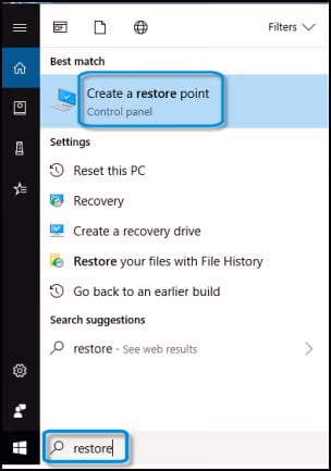 Create a restore point