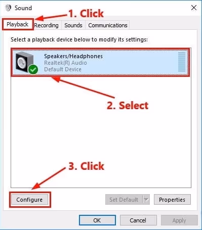 Modify the sound settings of the Windows system