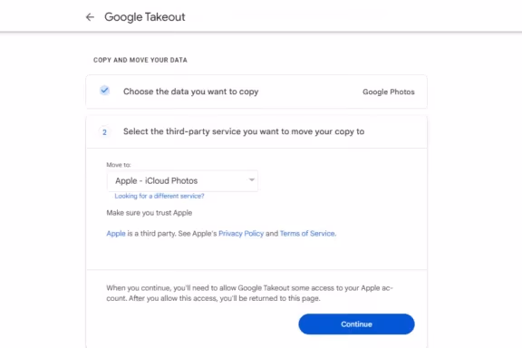Using Google Takeout For Direct Transfer