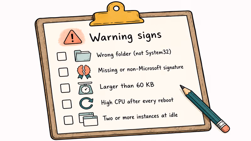 Checklist lists warning signs that MPSigStub may be disguised malware.