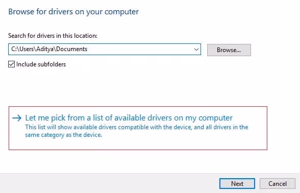 Let me pick from a list of avaiable drivers