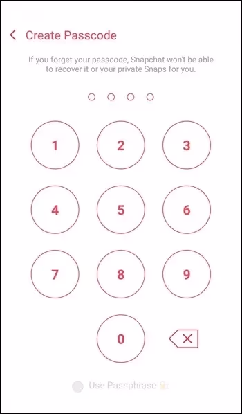 click the "Use Passphrase" option