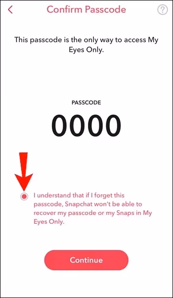Confirm Passcode to Continue