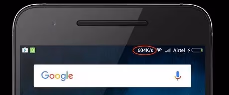 Status bar network speed display on