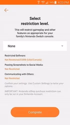 choose the restriction level