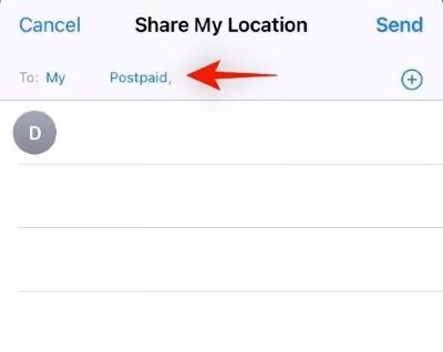 select a contact to Start Sharing Location