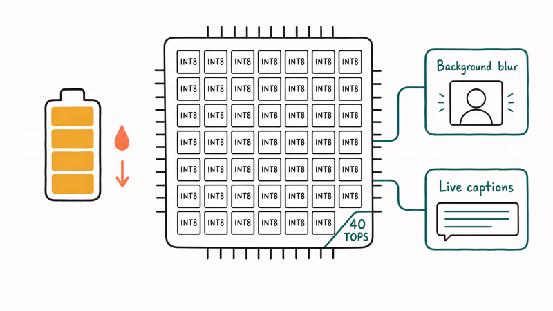 Neural processing unit running light background AI tasks while sipping minimal battery power