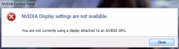 NVIDIA display settings are not available