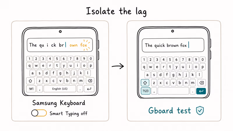 Samsung Keyboard lag and dropped letters fix with Galaxy Store update test