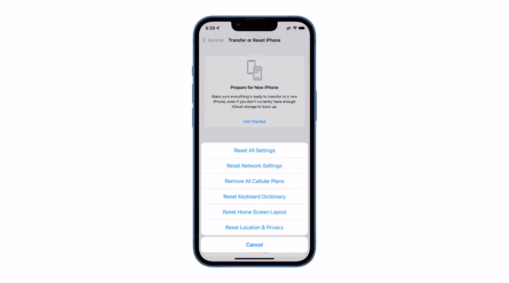 Reset All Settings on iPhone