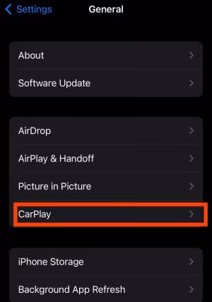 CarPlay Settings on iOS