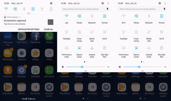 Toogle the airplane mode