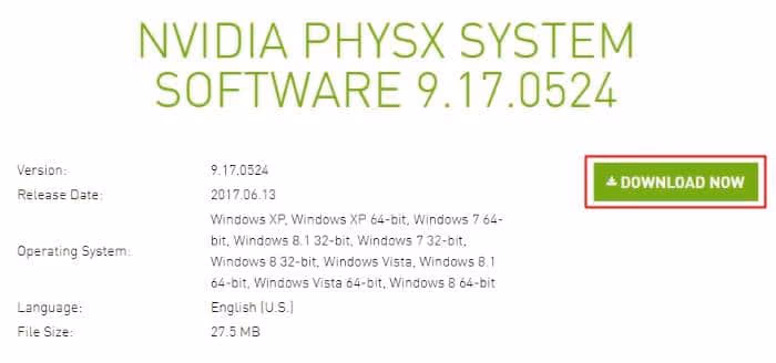 Reinstall Nvidia PhysX to fix Phsysxloader.dll Is Not Found