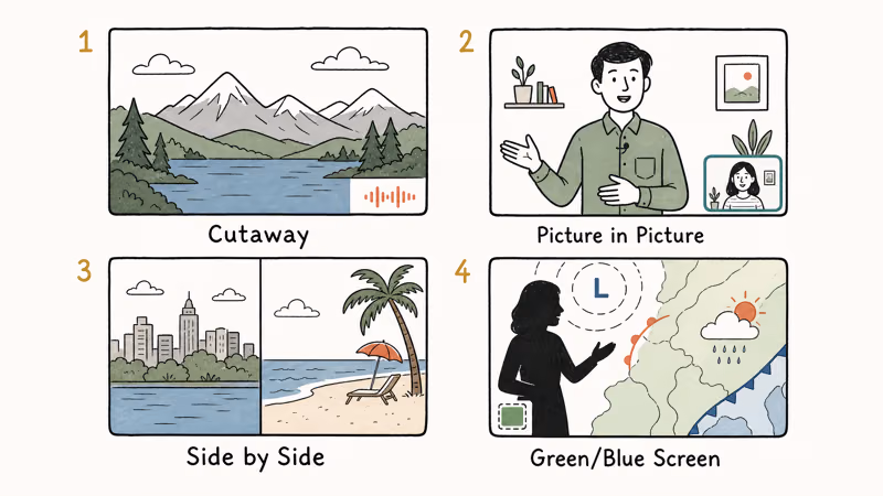 Four iMovie overlay styles compared in a simple grid