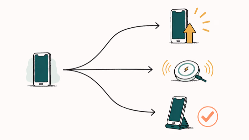 Decision map routing Pixel 9 owners heavy wireless charging users and Pixel 10 owners to upgrade or stay
