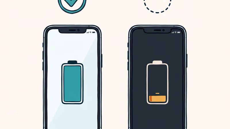 Two phones side by side, one badged as patched with a full battery, one left unpatched and draining