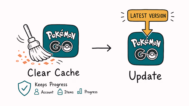 Clearing Pokemon GO cache and installing the latest app update on Android and iPhone
