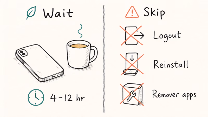 Recovery actions for a soft ban: wait quietly versus harmful relogin, reinstall, or location toggling