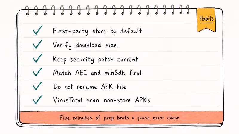 Checklist of preventive habits that stop Android parse errors before they happen