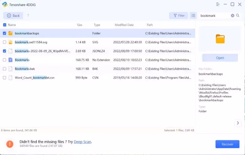 Recover Deletd Bookmarks In Chrome Using 4ddig