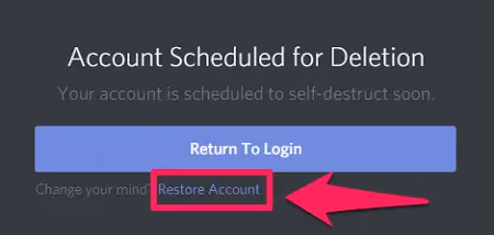 Restore Account on Discord