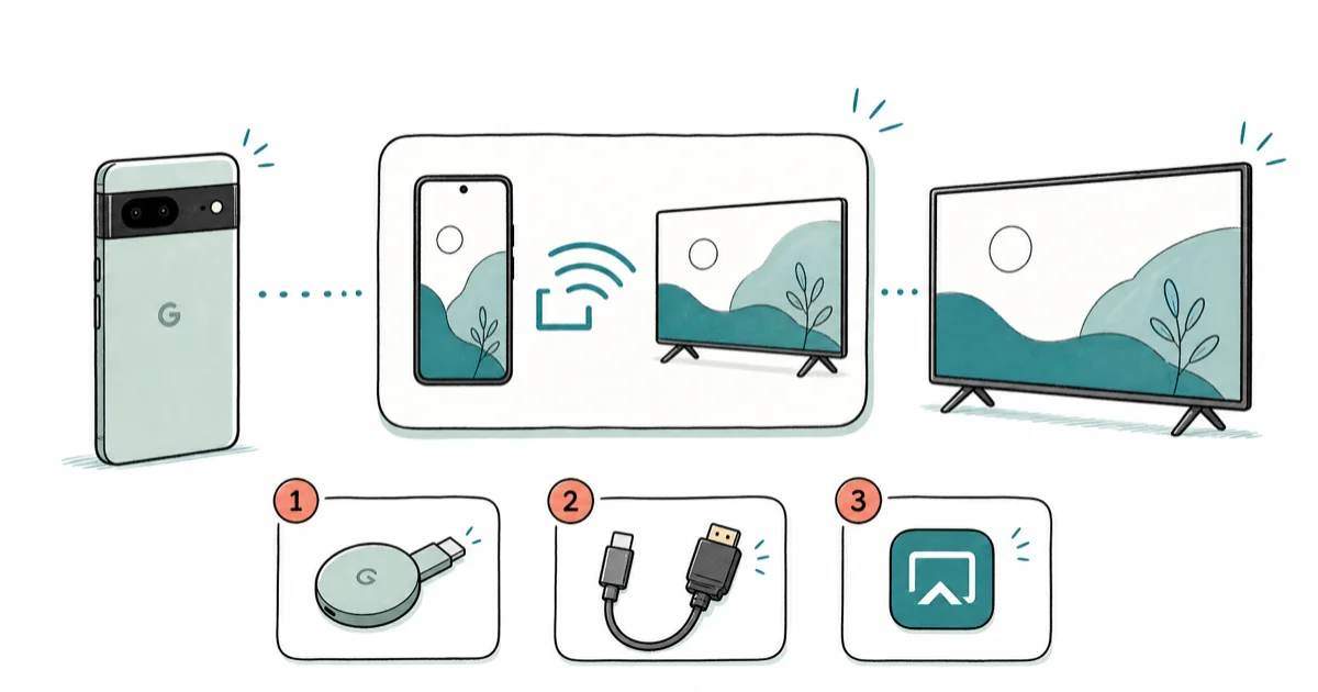 Screen Mirror Google Pixel to TV: 3 Working Methods (2026) cover image