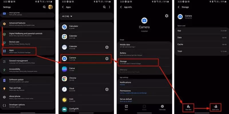 clear cache and clear camera