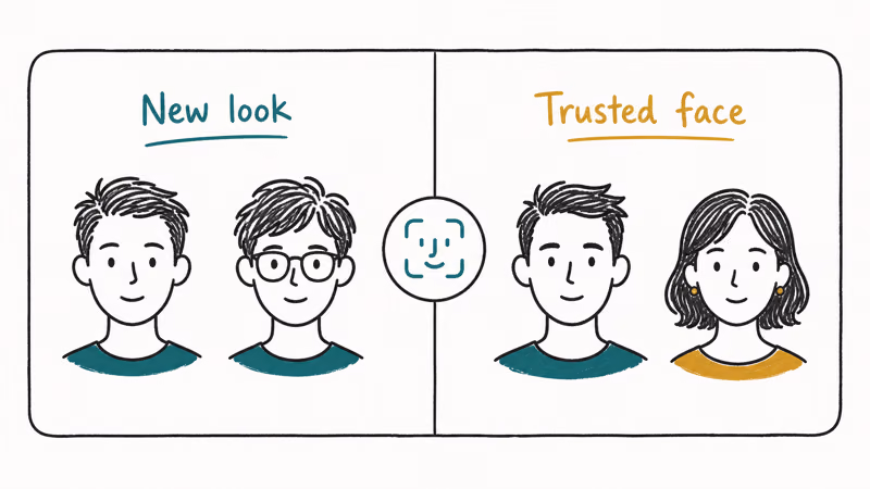 Split card showing two situations where a Face ID alternate appearance helps