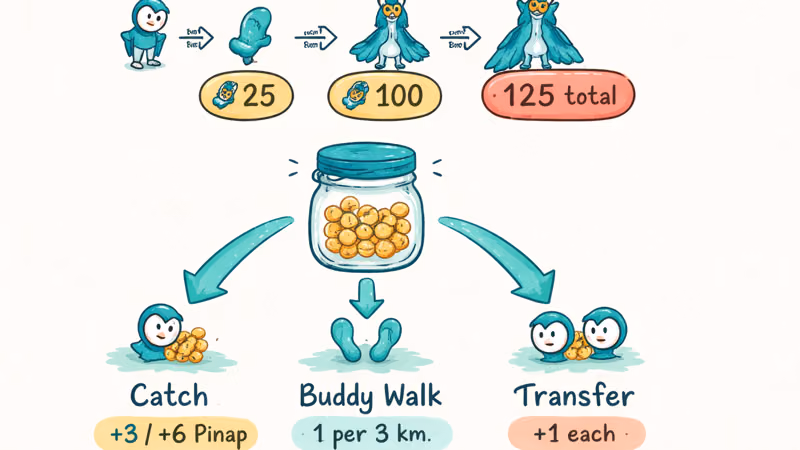 Diagram showing twenty-five plus one hundred candy total with catch walk and transfer streams