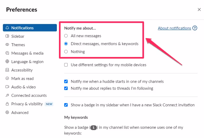 Check Slack Desktop Notification Settings