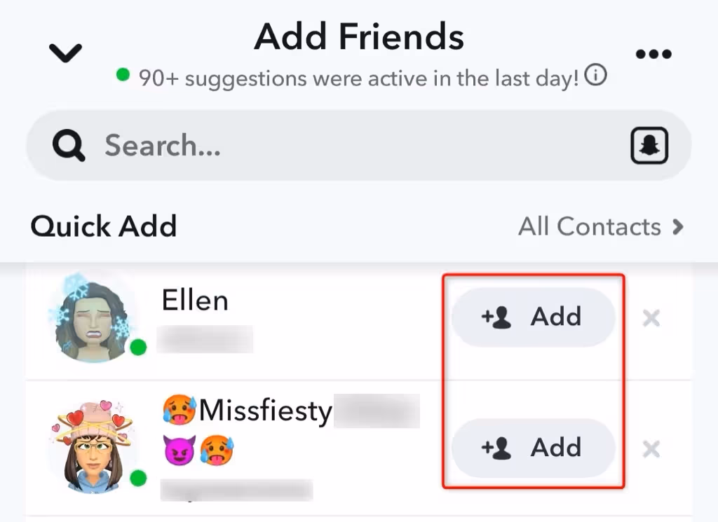 Adding Friends Through Quick Add