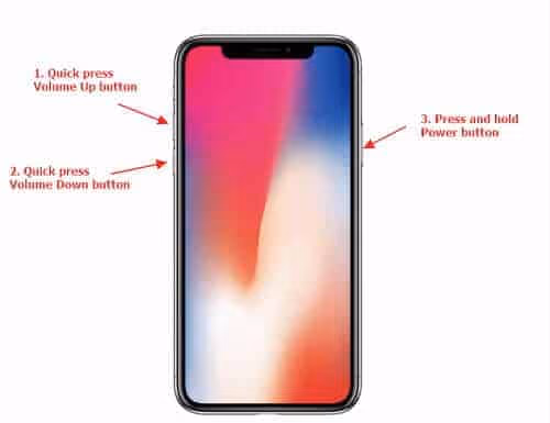 Force Restart iPhone X, XS, 11