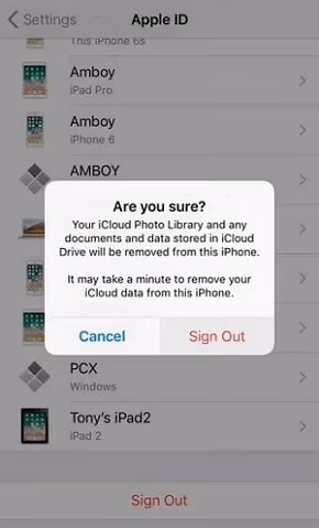 Sign out iCloud Accout