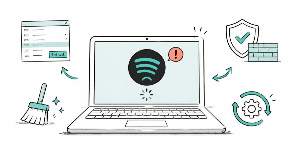 Fix Spotify Not Responding on Windows: 6 Tested Methods cover image