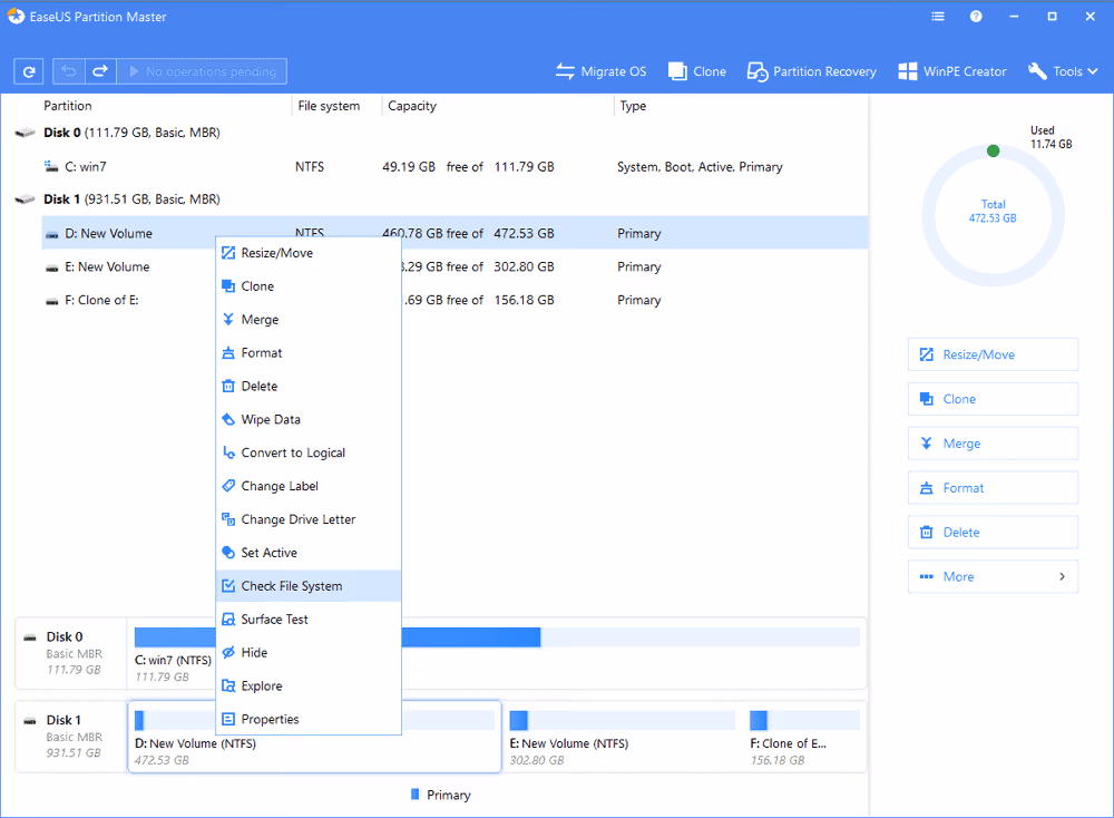 Check the bad sectors for repair