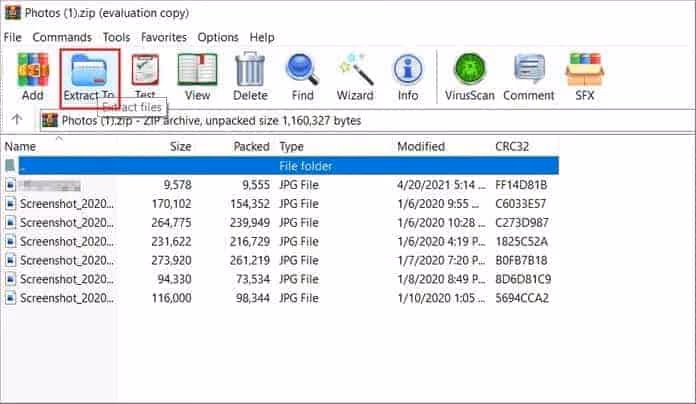 extract the zip file